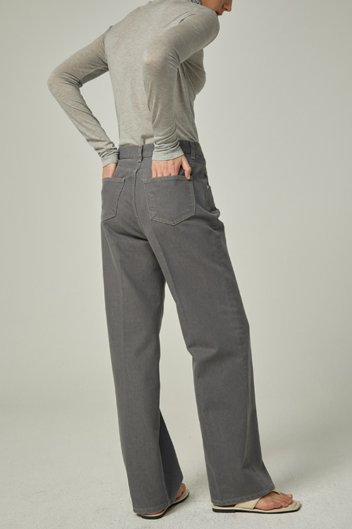 WASHED COLOR WIDE JEANS (GREY)