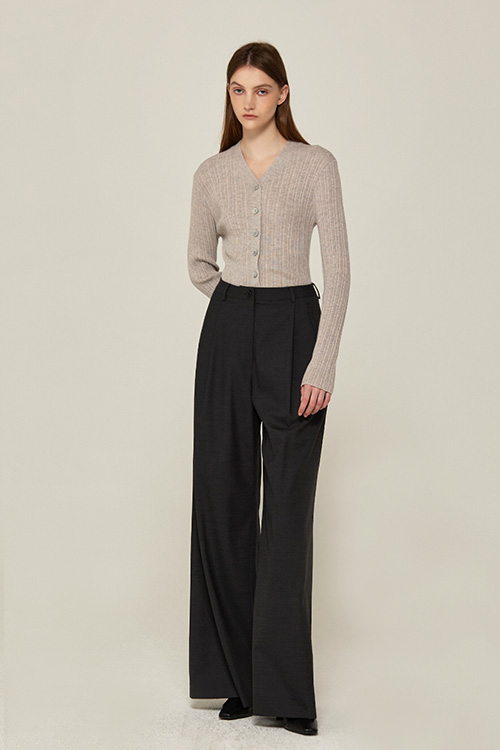 ONE-TUCK WIDE PANTS (D/GREY)