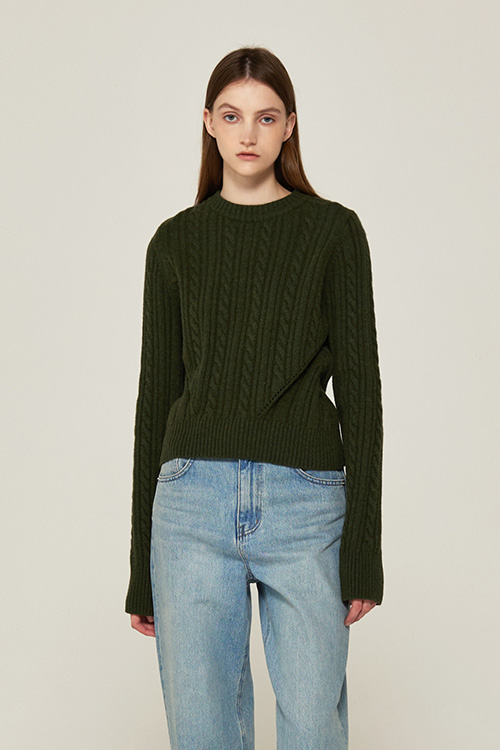 Cabel Pullover Knit (D/GREEN)