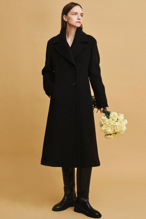 CASHMERE WOOL TAILORED COAT (BK)