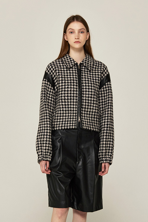 Houndstooth Contrast Blouson (BE&amp;BKCHECK)