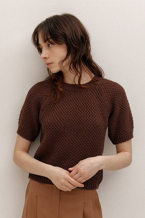 ROUND NECK PUFF SLEEVES KNIT (COCOA)