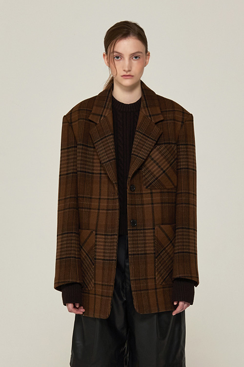 TWEED DADDY FIT SHORT COAT (BROWN CHECK)