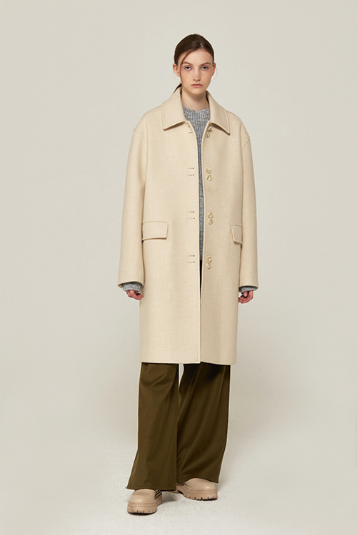 DOUBLE BUTTONED STITCH MAC COAT (IVORY)